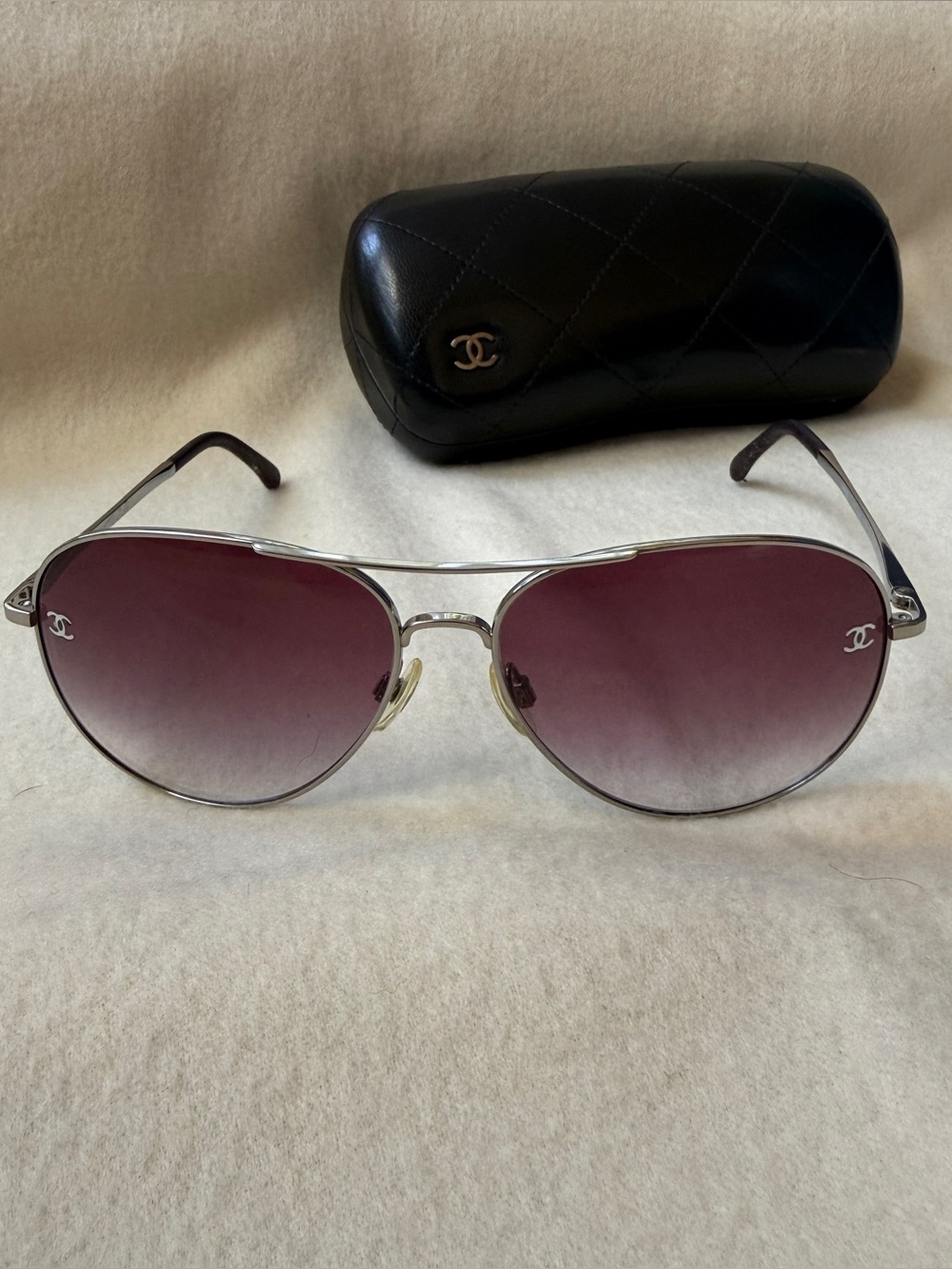 CHANEL 4189 T-Q Polarized Aviator Sunglasses 59-14 w/case